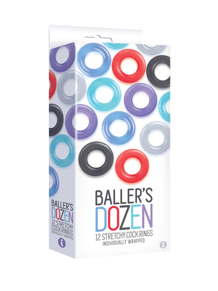 Baller's Dozen 12 Stretchy Cock Rings.