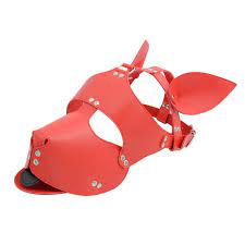 New Red Leather Dog Bdsm Mask Bondage Restraints Hood Slave Head Harness Fetish Flirting Sex Toys