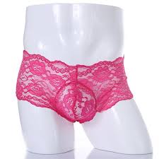 Lace Sexy Underwear in Pink Men Boxer Transparent Ultra Thin Panties Sissy Mens Comfortable Boxers Shorts