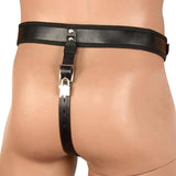 Premium Strength Adjustable Faux Leather Chastity Belt Underwear Penis Cage Lock