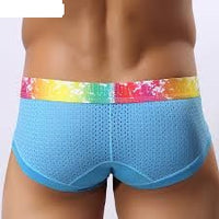 Hot Underwears Men's Shorts Briefs Sexy Mesh breathable Male rainbow colours