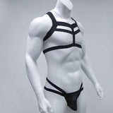 Bondage Mens Harness Thongs Set Body Chest Costume G-string Jockstrap Lingerie Man Halter Neck Hollow Out Nightclub Costume