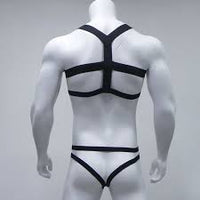 Bondage Mens Harness Thongs Set Body Chest Costume G-string Jockstrap Lingerie Man Halter Neck Hollow Out Nightclub Costume