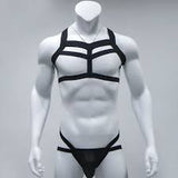 Bondage Mens Harness Thongs Set Body Chest Costume G-string Jockstrap Lingerie Man Halter Neck Hollow Out Nightclub Costume