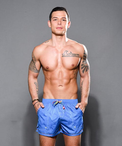 Pride Active Swim Shorts w/ Rainbow Charm Electric Blue.
